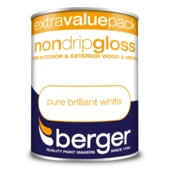 BERGER NON DRIP GLOSS BRILLIANT WHITE 1.25 LITRES