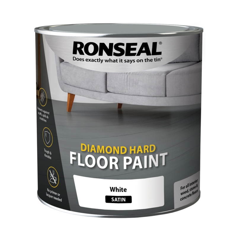 RONSEAL DIAMOND HARD FLOOR PAINT WHITE 2.5L Winterstoke Decorators