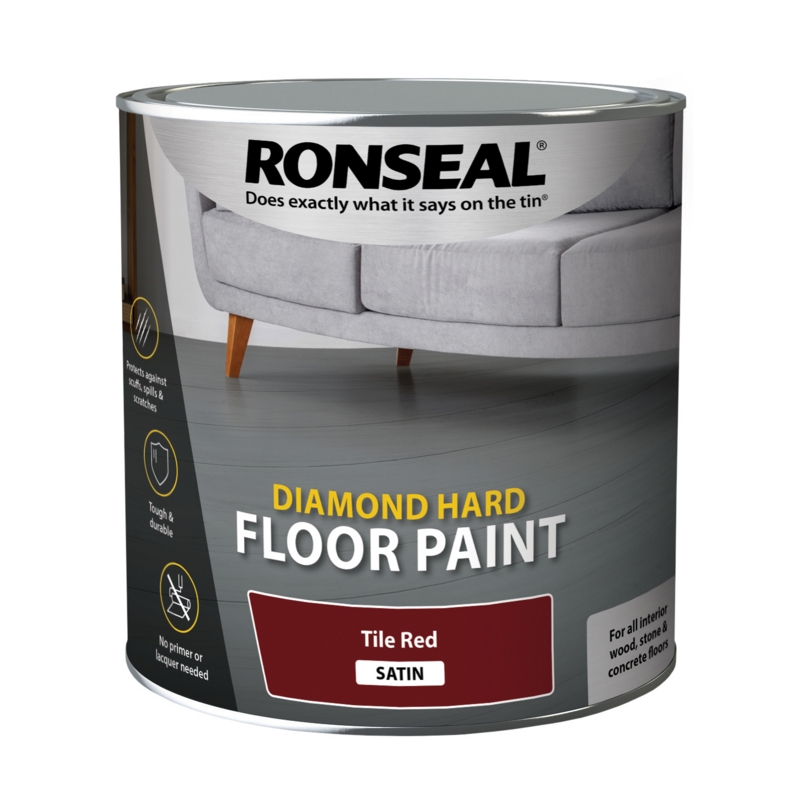RONSEAL DIAMOND HARD FLOOR PAINT TILE RED 2.5L Winterstoke Decorators