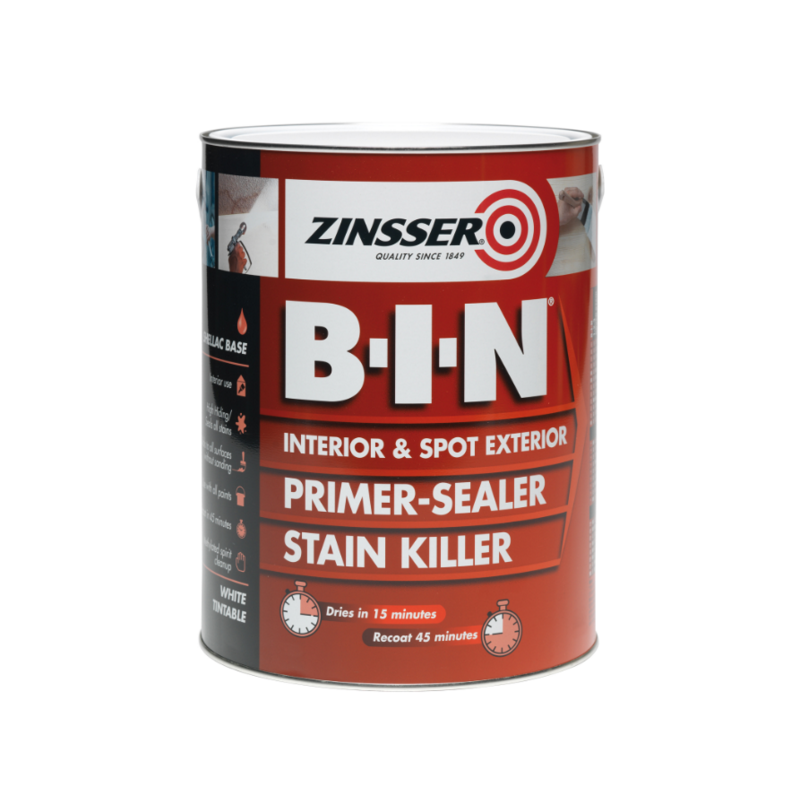 ZINSSER BIN SHELLAC PRIMER SEALER WHITE 5L Winterstoke Decorators