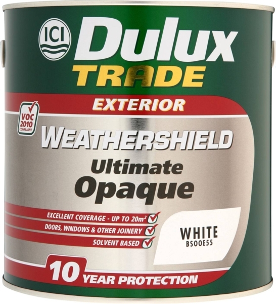 DULUX TRADE WEATHERSHIELD ULTIMATE OPAQUE WHITE 2.5L - Winterstoke  Decorator Supplies