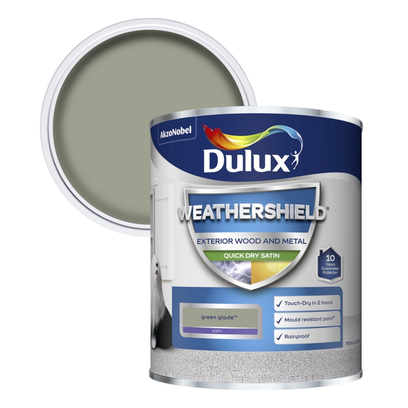 DULUX RETAIL WEATHERSHIELD SATIN Green Glade 750mls Winterstoke Decorators Supplies