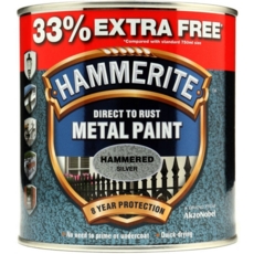 HAMMERITE METAL PAINT HAMMERED SILVER 750mls  PLUS 33%