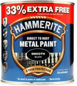 HAMMERITE METAL PAINT SMOOTH BLACK 750mls PLUS 33%