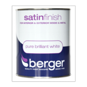 BERGER SATIN FINISH PURE BRILLIANT WHITE 750MLS