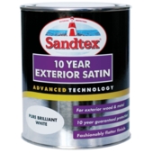 SANDTEX 10 YEAR EXTERIOR SATIN BRILLIANT WHITE 750MLS