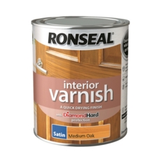 RONSEAL INTERIOR VARNISH SATIN MEDIUM OAK 250ml