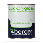 BERGER QUICK DRY GLOSS BRILLIANT WHITE 750MLS