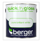 BERGER QUICK DRY GLOSS BRILLIANT WHITE 2.5LITRE