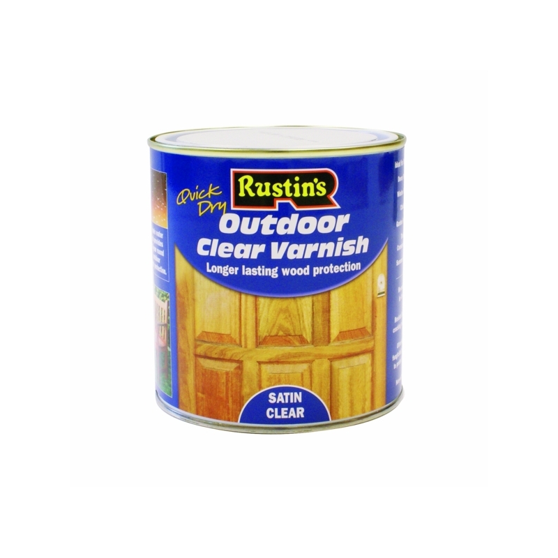 RUSTINS OUTDOOR CLEAR VARNISH SATIN LITRE Winterstoke Decorators Supplies