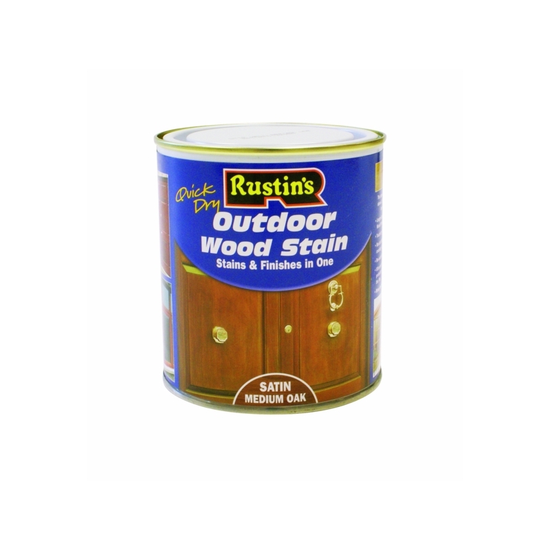RUSTINS EXTERIOR WOODSTAIN SATIN MEDIUM OAK 500ML Winterstoke