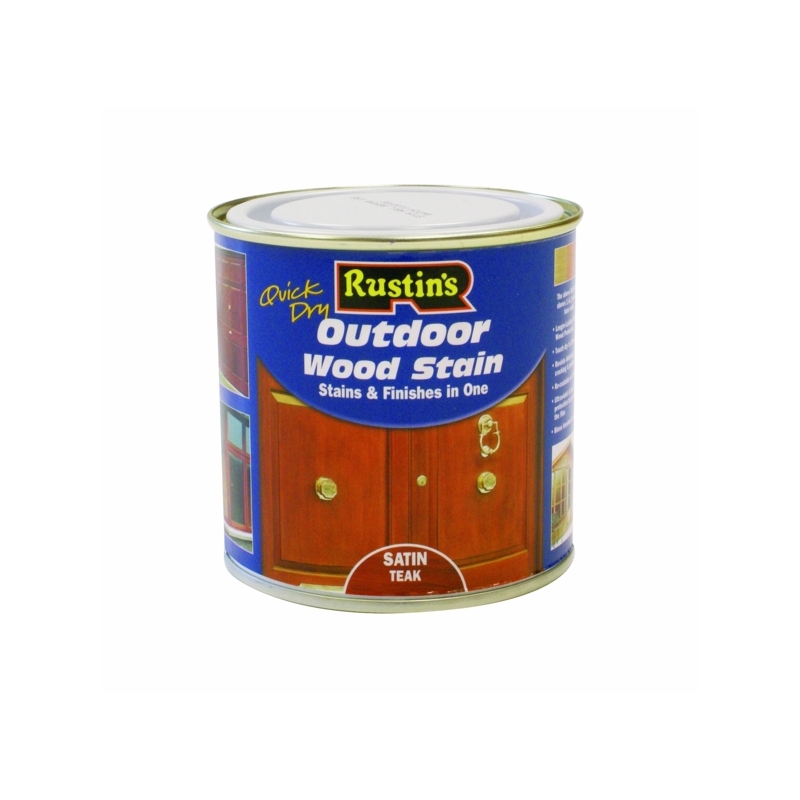 RUSTINS EXTERIOR WOODSTAIN SATIN TEAK 250ML Winterstoke Decorators