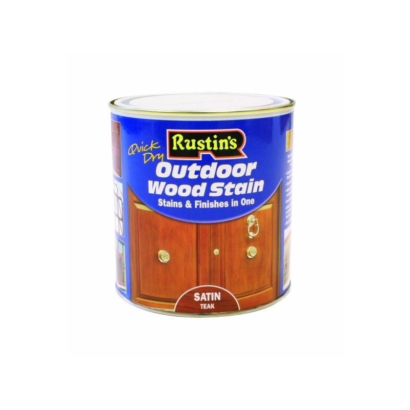 RUSTINS EXTERIOR WOODSTAIN SATIN TEAK LITRE Winterstoke Decorators