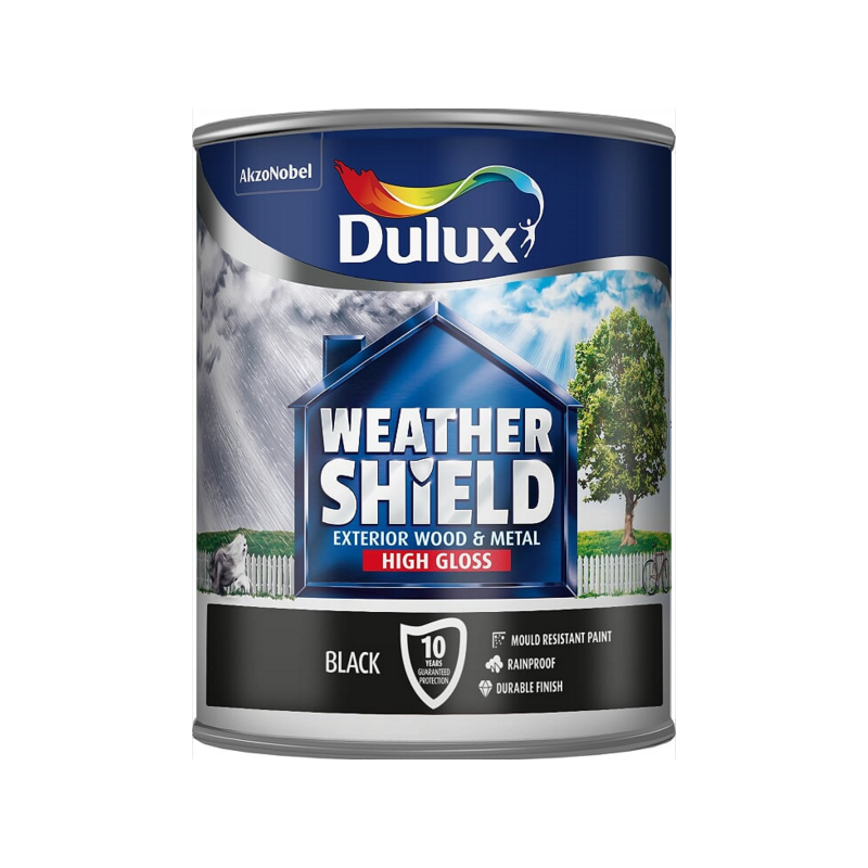DULUX RETAIL WEATHERSHIELD HIGH GLOSS BLACK 750MLS Winterstoke