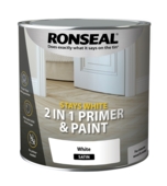 RONSEAL Stays White 2in1 Trim Paint White Satin 2.5ltr
