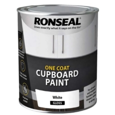 RONSEAL ONE COAT CUPBOARD PAINT WHITE GLOSS W/B 750MLS