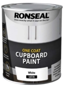 RONSEAL ONE COAT CUPBOARD PAINT WHITE SATIN W/B 750MLS
