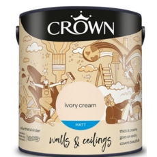 CROWN MATT EMULSION IVORY CREAM 2.5 LITRES