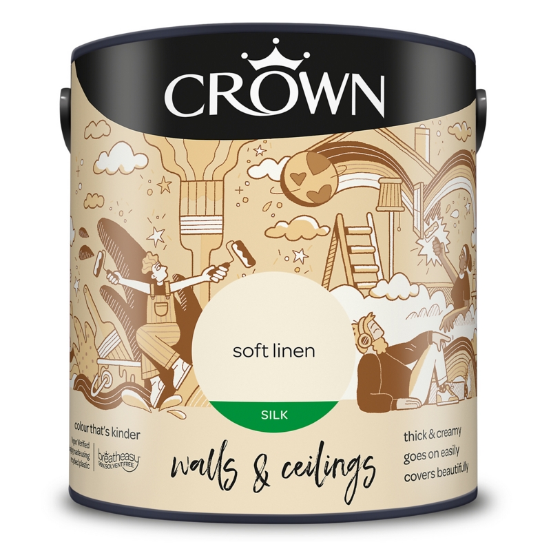 CROWN SILK EMULSION SOFT LINEN 2.5LITRE - Winterstoke Decorators