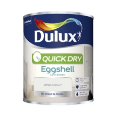 DULUX QUICK DRY EGGSHELL WHITE COTTON 750ML