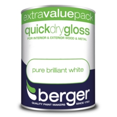 BERGER QUICK DRY GLOSS PURE BRILLIANT WHITE 1.25L