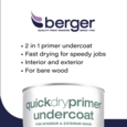 BERGER QUICK DRY PRIMER WHITE 1.25L