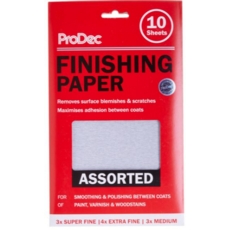 PRODEC FINISHING PAPER  SHEETS ASSORTED 10 PACK
