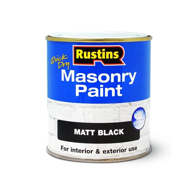 Rustins Masonry Paint Black 250ml Winterstoke Decorators Supplies