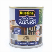 RUSTINS QUICK DRY POLYURETHANE VARNISH SATIN CLEAR 2.5LTR