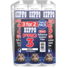 HIPPO PRO3 ADHESIVE,SEALANT & FILLER WHITE  TRIPLE PACK