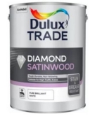 DULUX TRADE DIAMOND SATINWOOD BRILLIANT WHITE 5LITRE