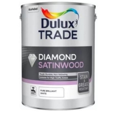 DULUX TRADE DIAMOND SATINWOOD BRILLIANT WHITE 5LITRE