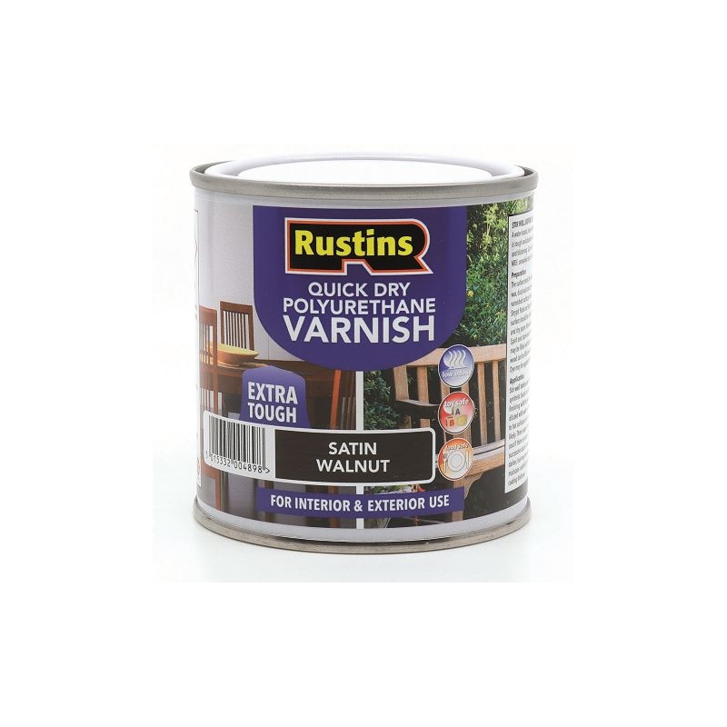 RUSTINS QUICK DRY POLYURETHANE VARNISH SATIN WALNUT 2.5LTR